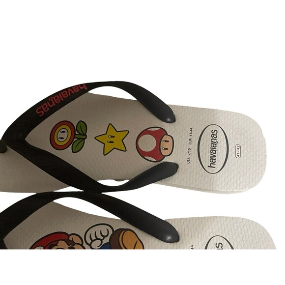 Havaianas Unisex Men’s Mario Bros Sandal White/Black Flip Flop Size 9/10 RARE main image 4